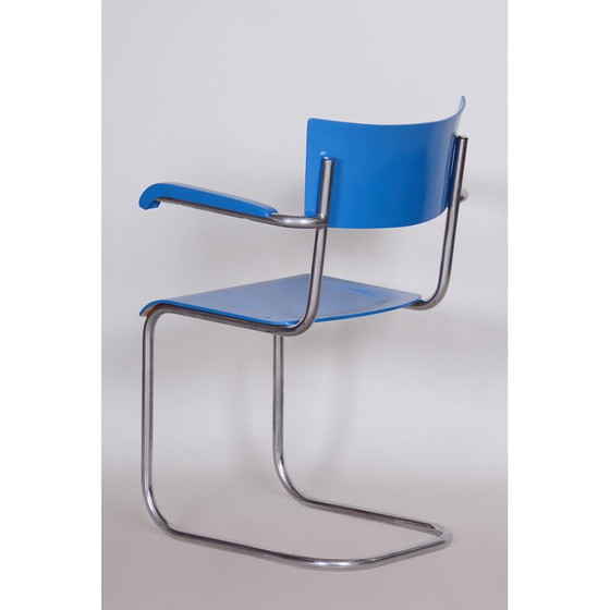 Image 1 of Ensemble de 4 fauteuils vintage en contreplaqué de hêtre et acier chromé par Mart Stam, Allemagne 1930
