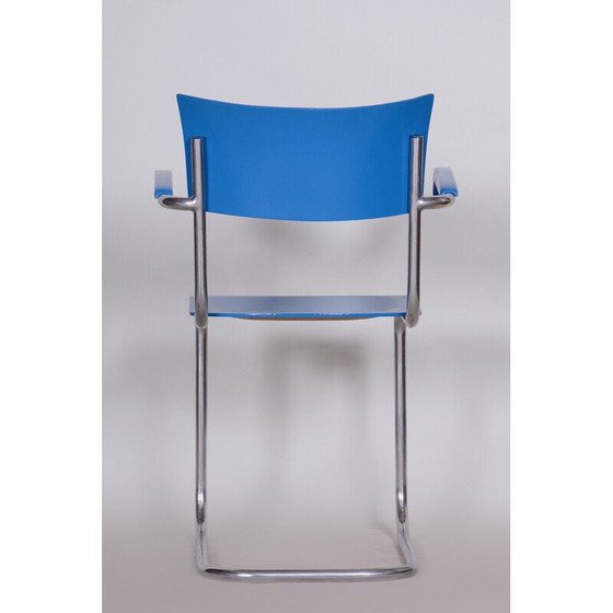 Image 1 of Ensemble de 4 fauteuils vintage en contreplaqué de hêtre et acier chromé par Mart Stam, Allemagne 1930