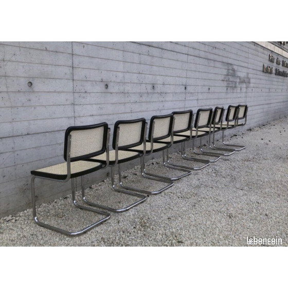 Image 1 of Ensemble de 8 chaises vintage Breuer b32, noires