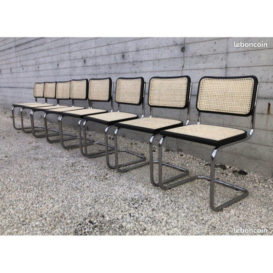 Image 1 of Ensemble de 8 chaises vintage Breuer b32, noires