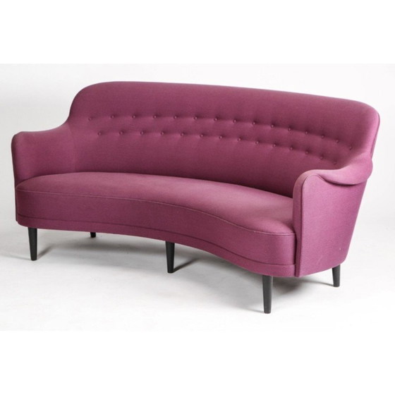 Image 1 of Canapé vintage 3 places Rund Samsas incurvé en hêtre par Carl Malmsten pour OH Sjögren