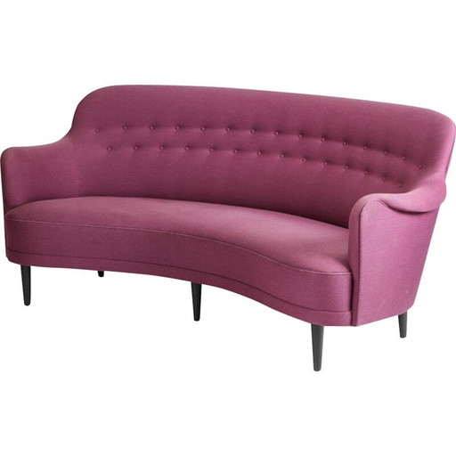 Canapé vintage 3 places Rund Samsas incurvé en hêtre par Carl Malmsten pour OH Sjögren