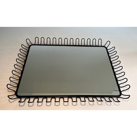 Image 1 of Paire de miroirs vintage en métal laqué noir, 1980