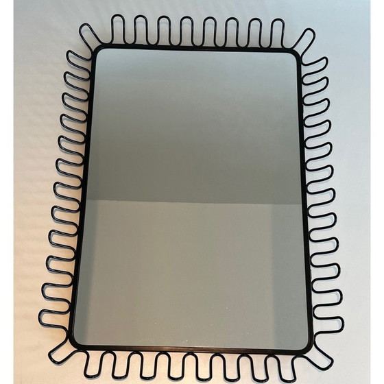 Image 1 of Paire de miroirs vintage en métal laqué noir, 1980