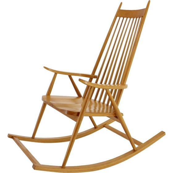 Image 1 of Fauteuil à bascule vintage en hêtre par Varjosen Puunjalostus pour Uusikylä, Finlande années 1960