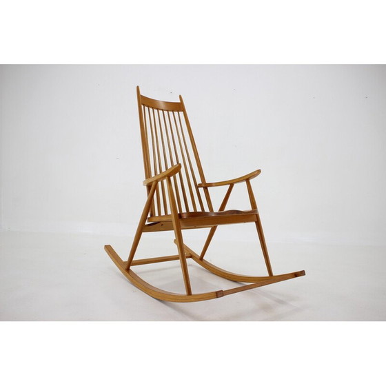 Image 1 of Fauteuil à bascule vintage en hêtre par Varjosen Puunjalostus pour Uusikylä, Finlande années 1960