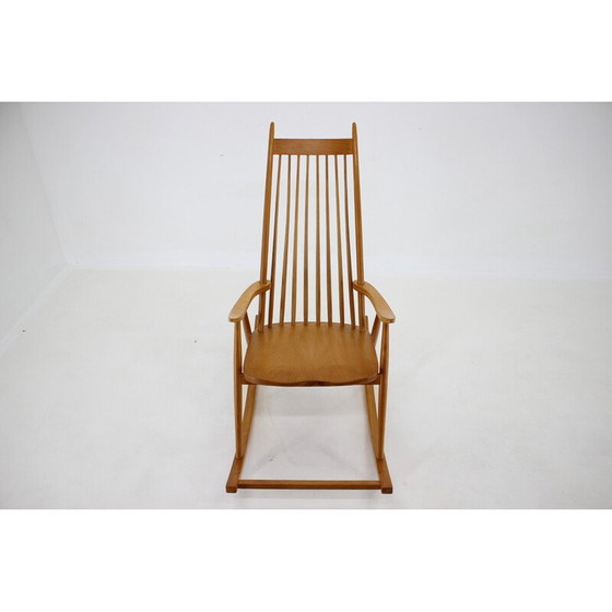 Image 1 of Fauteuil à bascule vintage en hêtre par Varjosen Puunjalostus pour Uusikylä, Finlande années 1960