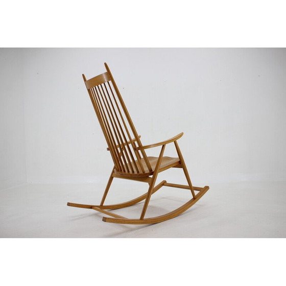 Image 1 of Fauteuil à bascule vintage en hêtre par Varjosen Puunjalostus pour Uusikylä, Finlande années 1960