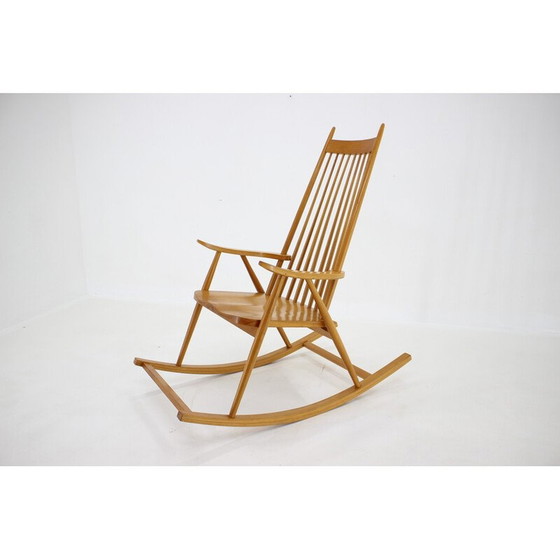 Image 1 of Fauteuil à bascule vintage en hêtre par Varjosen Puunjalostus pour Uusikylä, Finlande années 1960