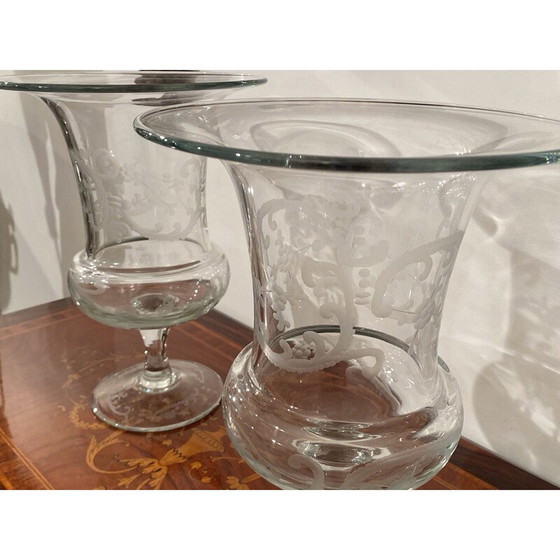 Image 1 of Paire de vases en verre décorés, 1980