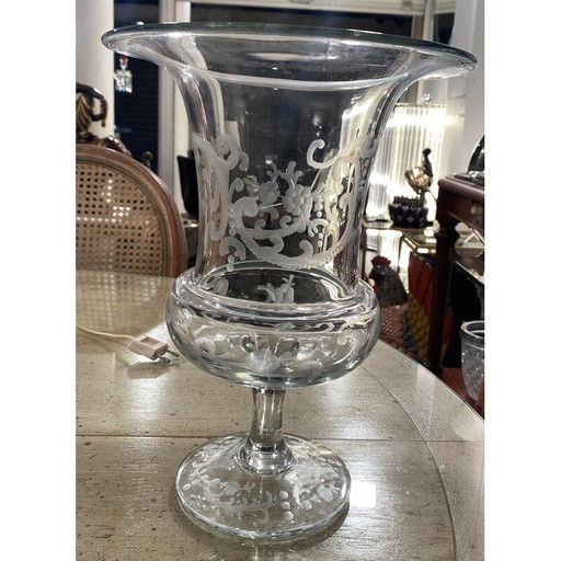 Paire de vases en verre décorés, 1980