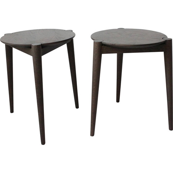Image 1 of Paire de tabourets vintage modèle J160 par Lundgaard Weigelt pour Fdb Møbler, Danemark