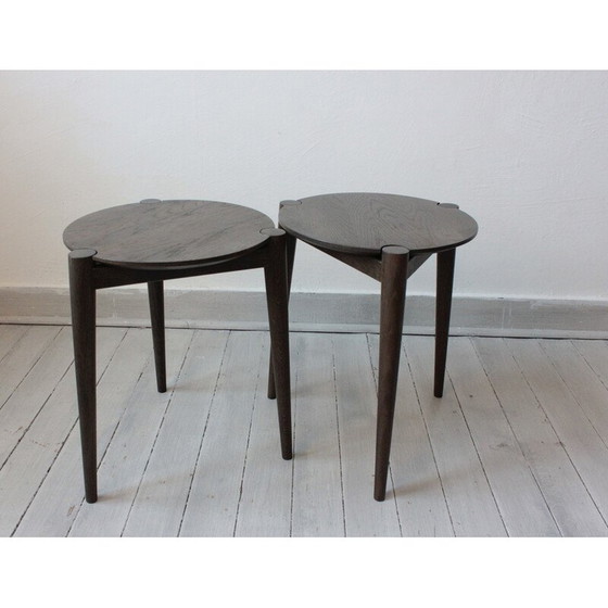 Image 1 of Paire de tabourets vintage modèle J160 par Lundgaard Weigelt pour Fdb Møbler, Danemark