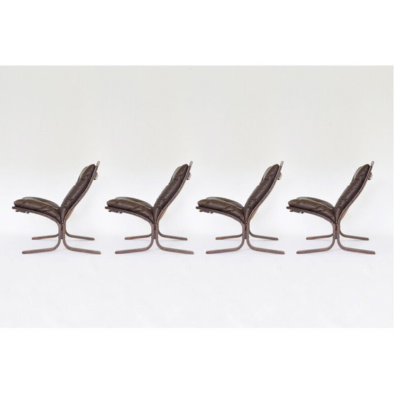 Image 1 of Ensemble de 4 fauteuils Siesta vintage en brun cacahuète par Ingmar Relling pour Westnofa, 1960s
