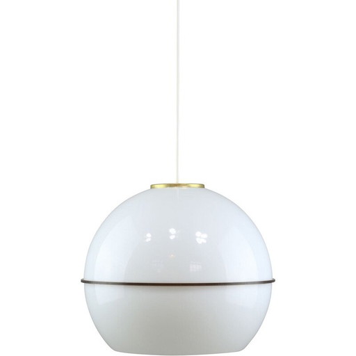 Lampe suspendue Space Age en plexiglas et laiton, Italie 1970