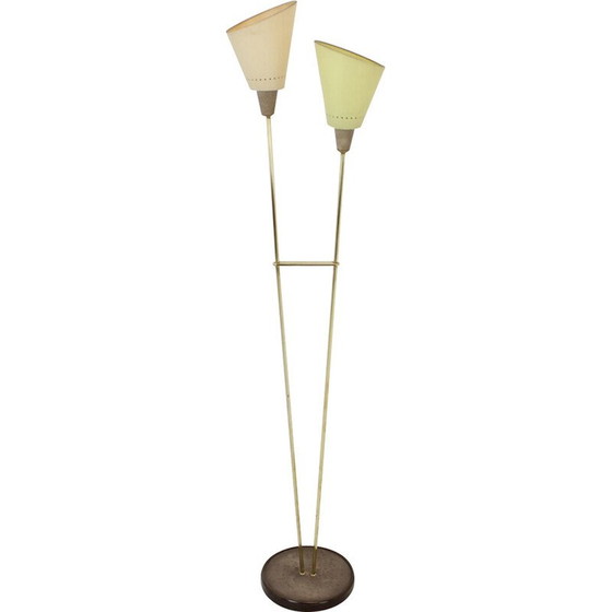 Image 1 of Lampadaire vintage en laiton et plastique, Tchécoslovaquie, années 1960