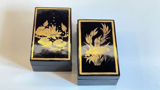Boites En Bois Laqué Et Doré Vintage