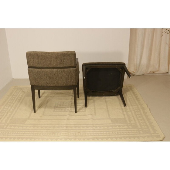 Image 1 of Paire de fauteuils cubiques vintage en tissu marron chiné, 1960