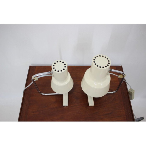 Image 1 of Paire de lampes de table beige vintage par Josef Hůrka pour Napako, Tchécoslovaquie 1970