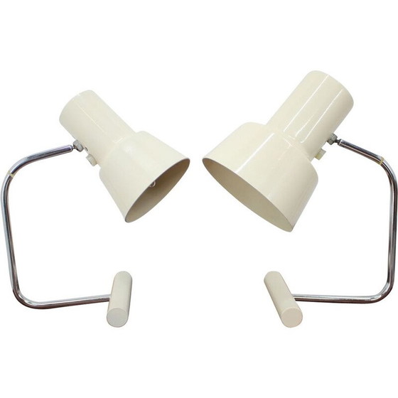 Image 1 of Paire de lampes de table beige vintage par Josef Hůrka pour Napako, Tchécoslovaquie 1970