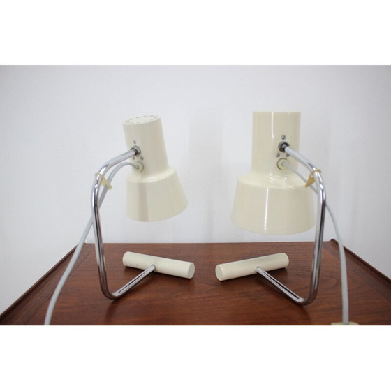 Image 1 of Paire de lampes de table beige vintage par Josef Hůrka pour Napako, Tchécoslovaquie 1970