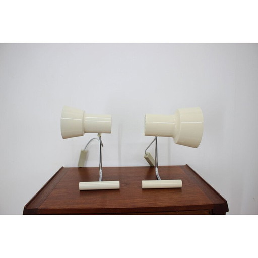 Paire de lampes de table beige vintage par Josef Hůrka pour Napako, Tchécoslovaquie 1970
