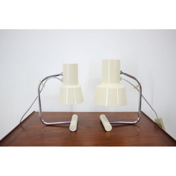 Image 1 of Paire de lampes de table beige vintage par Josef Hůrka pour Napako, Tchécoslovaquie 1970