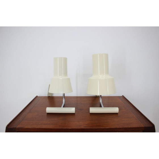 Image 1 of Paire de lampes de table beige vintage par Josef Hůrka pour Napako, Tchécoslovaquie 1970