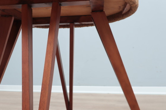 Image 1 of Augusto Romano Table d'appoint ronde en hêtre et paille 194Os