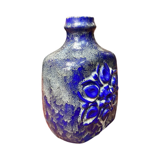 Grand vase en céramique bleu cobalt Strehla Keramik, Allemagne, années 1960