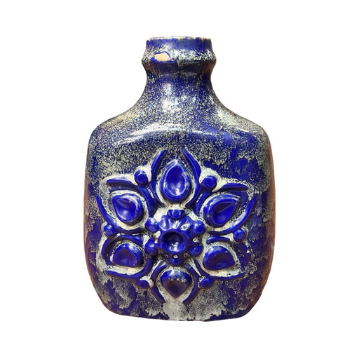 Grand vase en céramique bleu cobalt Strehla Keramik, Allemagne, années 1960