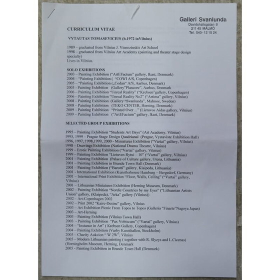 Image 1 of Vintage acrylique et huile sur toile de Vytautas Tomaševičius, 2009