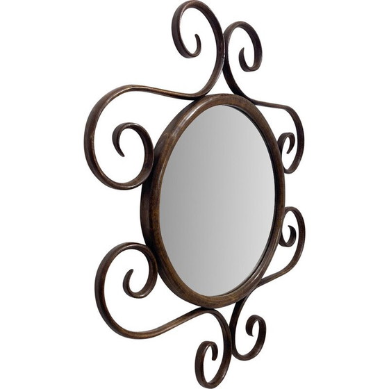 Image 1 of Miroir vintage en bois courbé pour Thonet, Tchécoslovaquie 1900