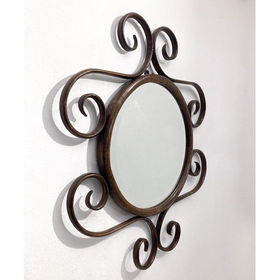 Image 1 of Miroir vintage en bois courbé pour Thonet, Tchécoslovaquie 1900