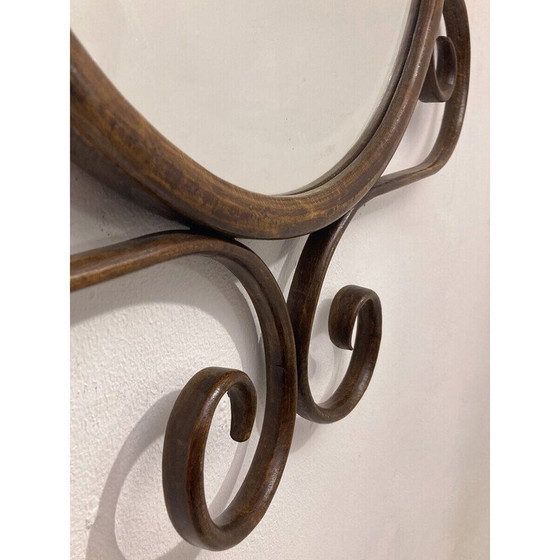 Image 1 of Miroir vintage en bois courbé pour Thonet, Tchécoslovaquie 1900