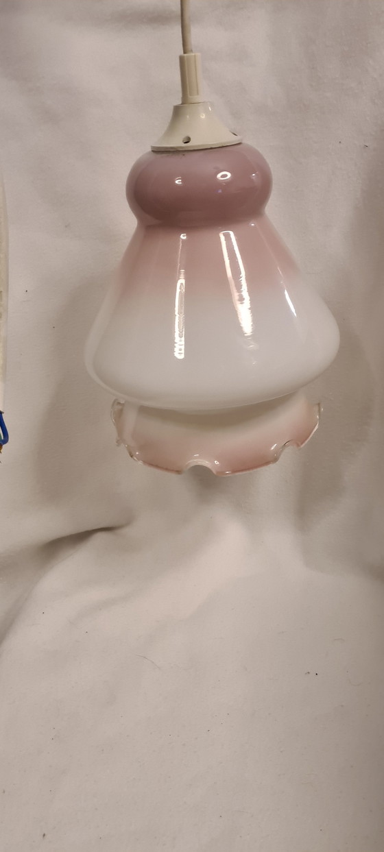 Image 1 of Lampe en verre française forme fleur Rosa Domec