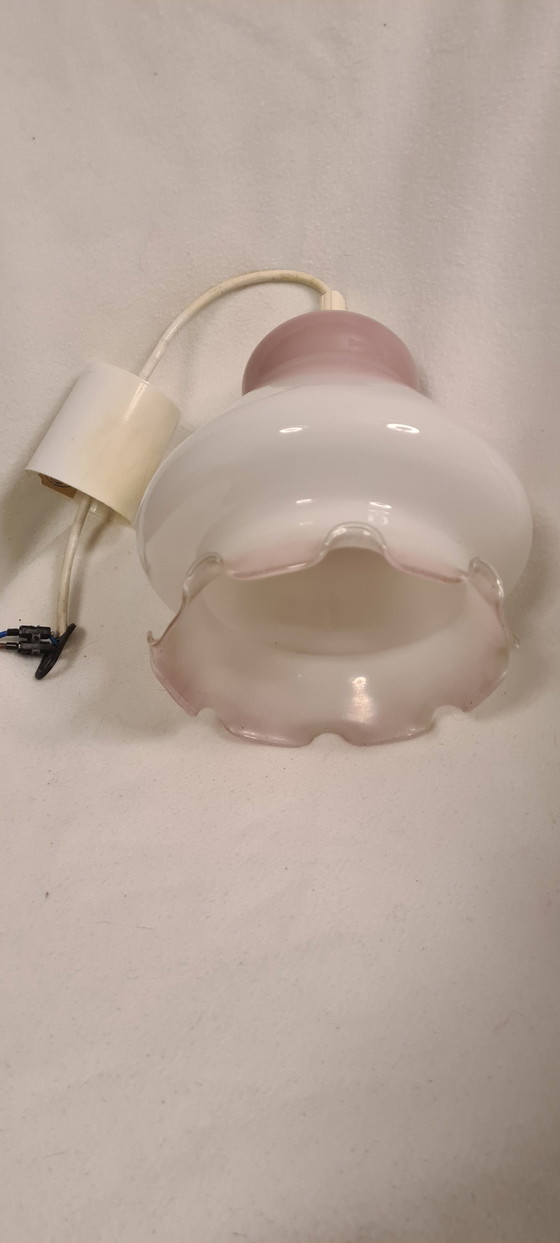 Image 1 of Lampe en verre française forme fleur Rosa Domec