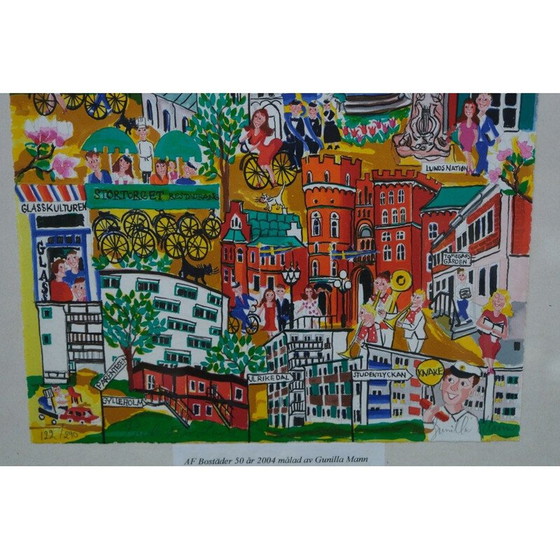 Image 1 of Lithographie vintage de Gunilla Mann, Suède 1990