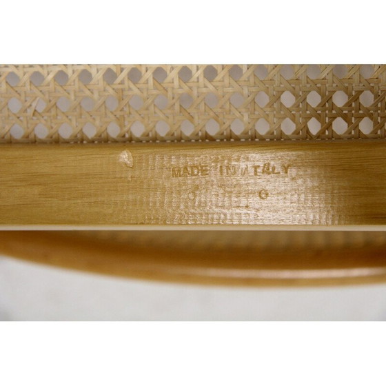 Image 1 of Ensemble de 4 chaises vintage en hêtre et cannage, Italie