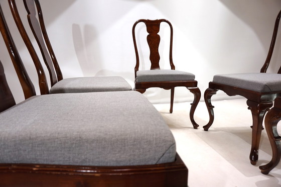 Image 1 of Ensemble de 5 chaises de salle à manger Queen Anne en acajou, 1920