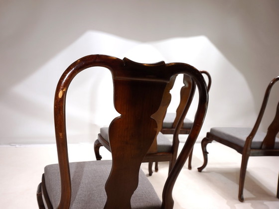 Image 1 of Ensemble de 5 chaises de salle à manger Queen Anne en acajou, 1920