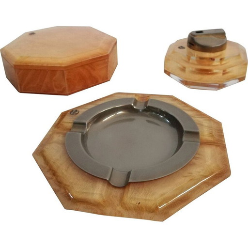 Fumoir vintage en plexiglas et bois de bruyère par Tommaso Barbi, 1970