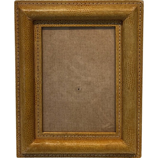 Cadre vintage en cuir piqué, France 1970