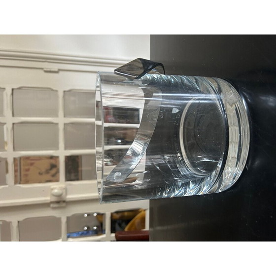 Image 1 of Seau à glace vintage en cristal et acier par Henning Koppel pour Orrefors, Suède 1970
