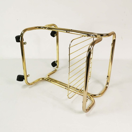 Image 1 of Table d'appoint vintage en métal plaqué laiton et verre, Allemagne 1970