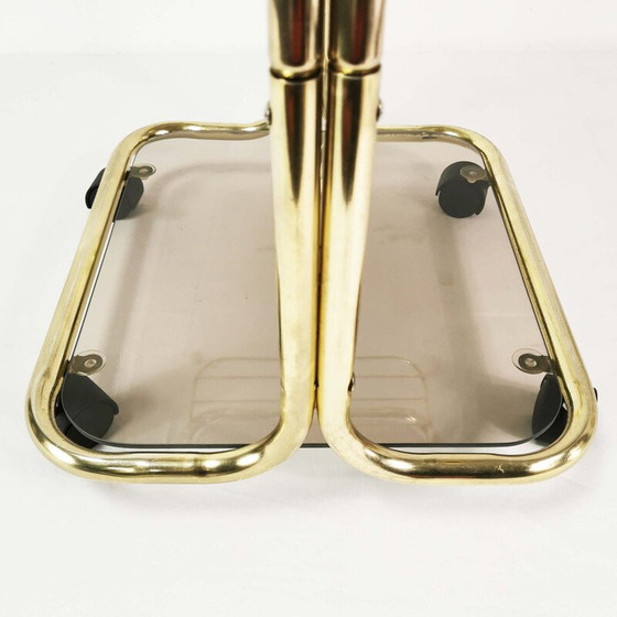 Image 1 of Table d'appoint vintage en métal plaqué laiton et verre, Allemagne 1970