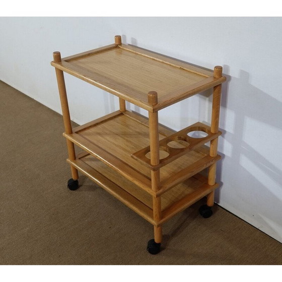 Image 1 of Table de service vintage avec trois plateaux sur roulettes, années 1960-1970