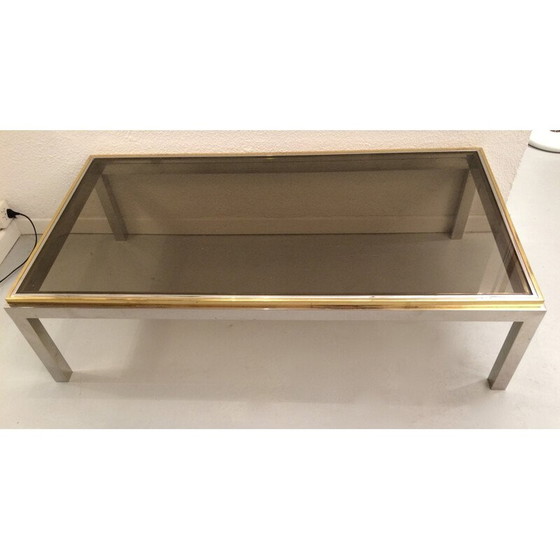 Image 1 of Table basse vintage en laiton et chrome, Italie 1970