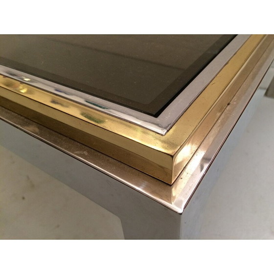 Image 1 of Table basse vintage en laiton et chrome, Italie 1970