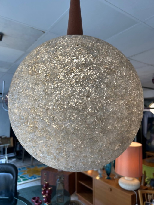 Lustre En Résine Et Teck 1960